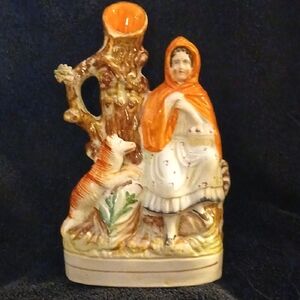 Charming Victorian Staffordshire Figurine, Little Red Riding Hood